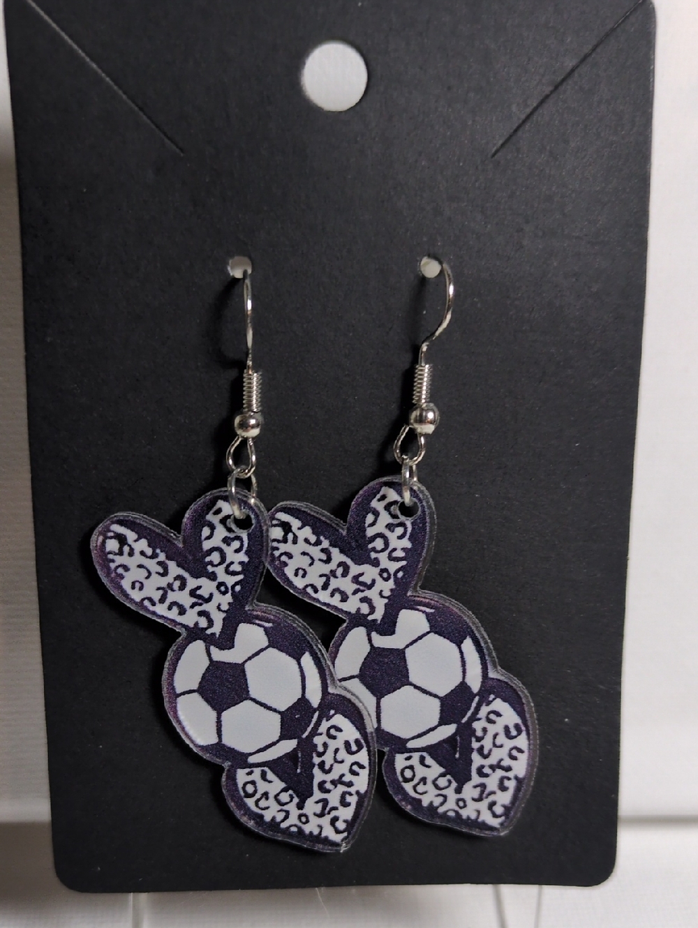 Leopard Soccer Ball Bunny Earrings